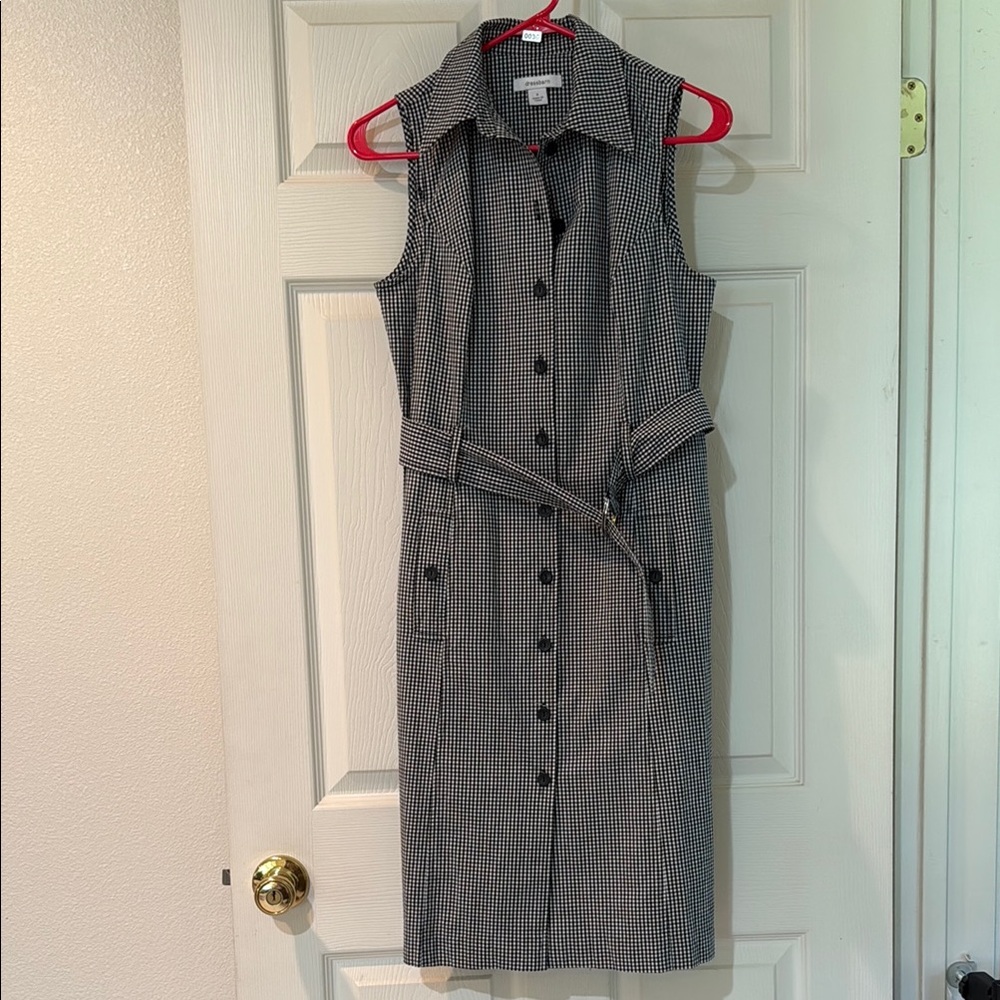dressbarn Black and White Button-Up Midi Dress size 4